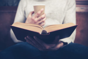 man reading a book